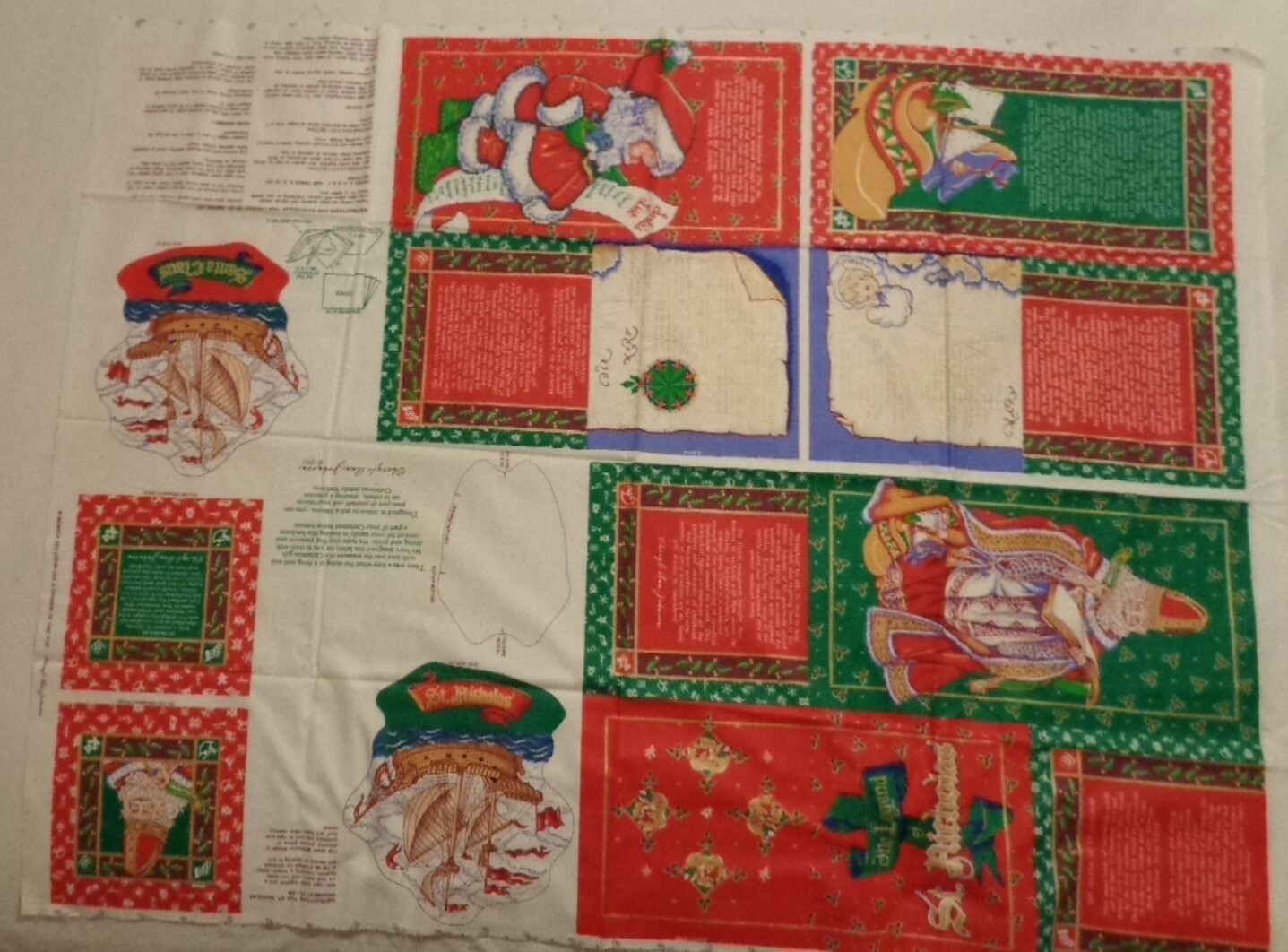 TEX UNION CHERYL ANN JOHNSON THE LEGEND OF SAINT NICHOLAS STORYBOOK FABRIC 1991