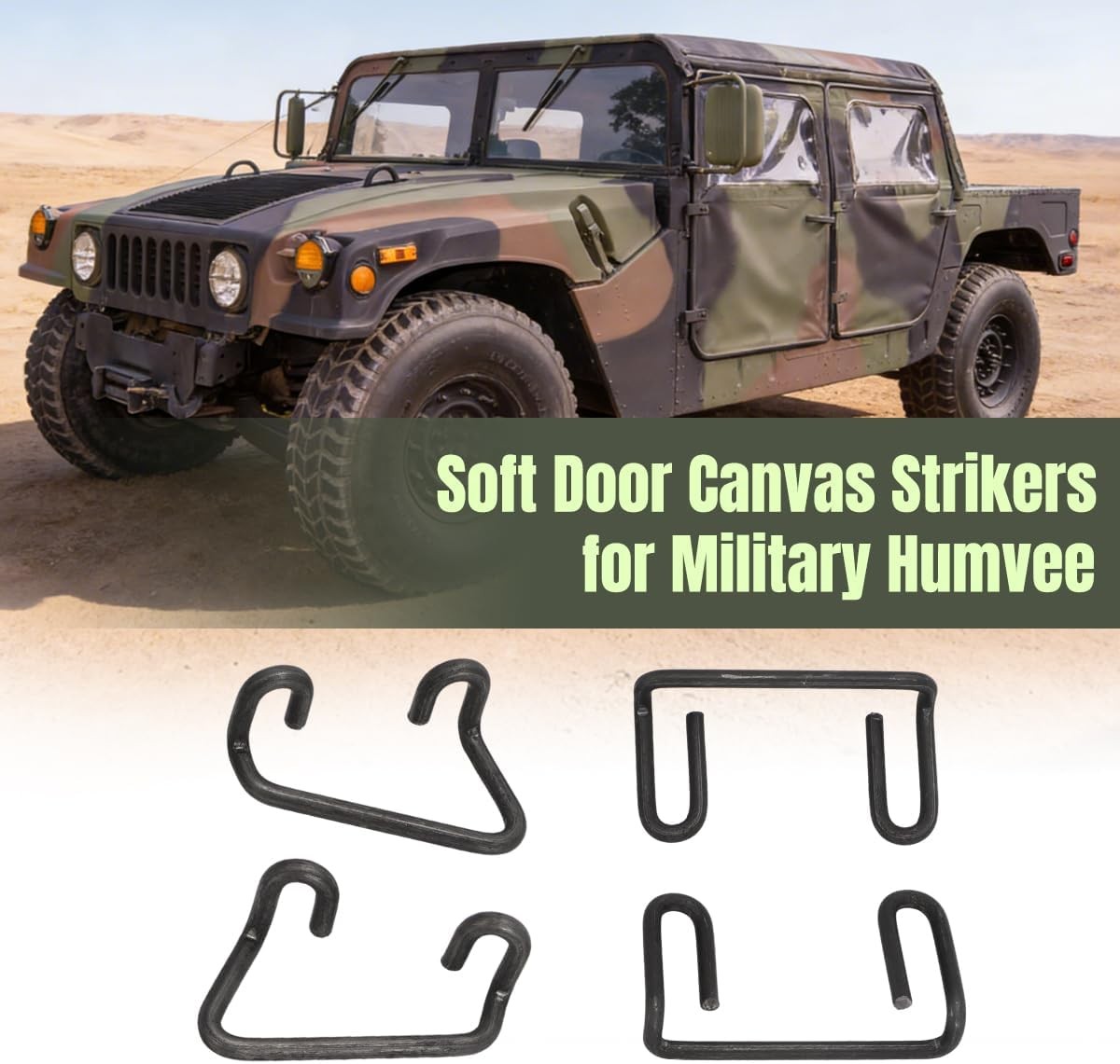 For HMMW V Soft Door Canvas Strikers Set of 4 - Left Right Front Rear Catch