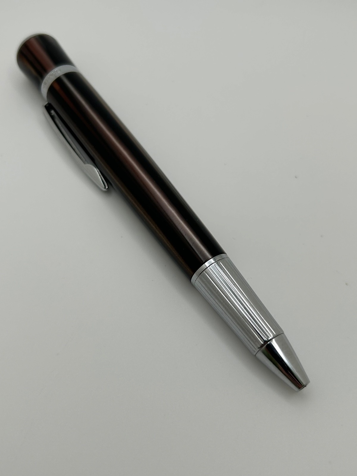 Rare Waterford Marquise Arista Prism Ballpoint Pen w/ Brown Striated w/Chrome