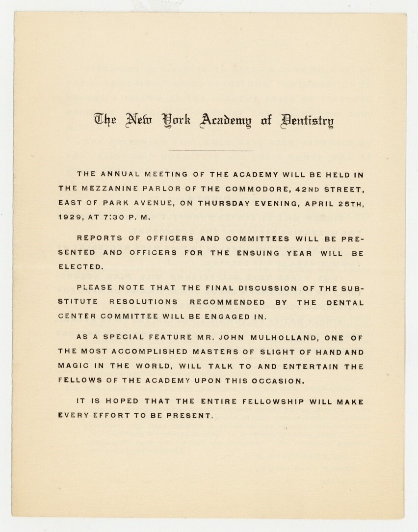 John Mulholland Magic Program 1918 NY Academy Of Dentistry Magician Conjure 9506 John Mulholland Magic Program 1918 NY Academy Of Dentistry Magician Conjure 9506