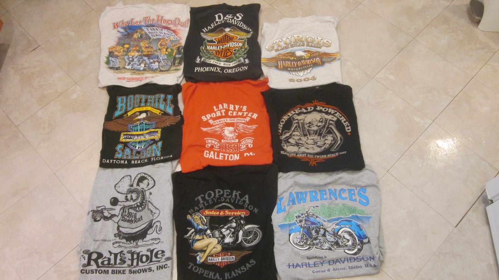 Vintage Harley Davidson, other biker T-shirts Lot Of 9 size medium & large