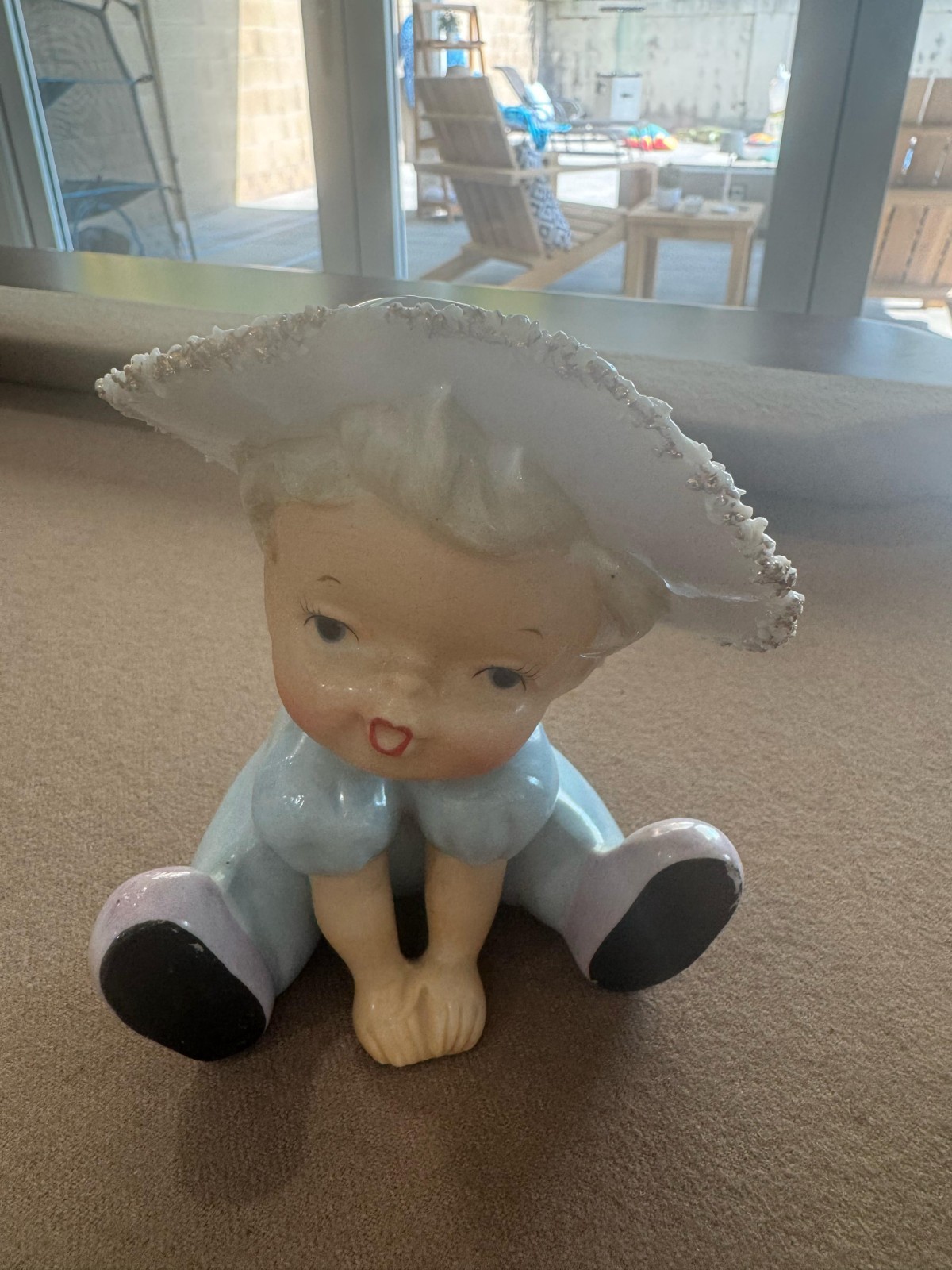 1950\'s Little Girl Blue Dress Pink Shoes Head Vase Japan 1950\'s Little Girl Blue Dress Pink Shoes Head Vase Japan