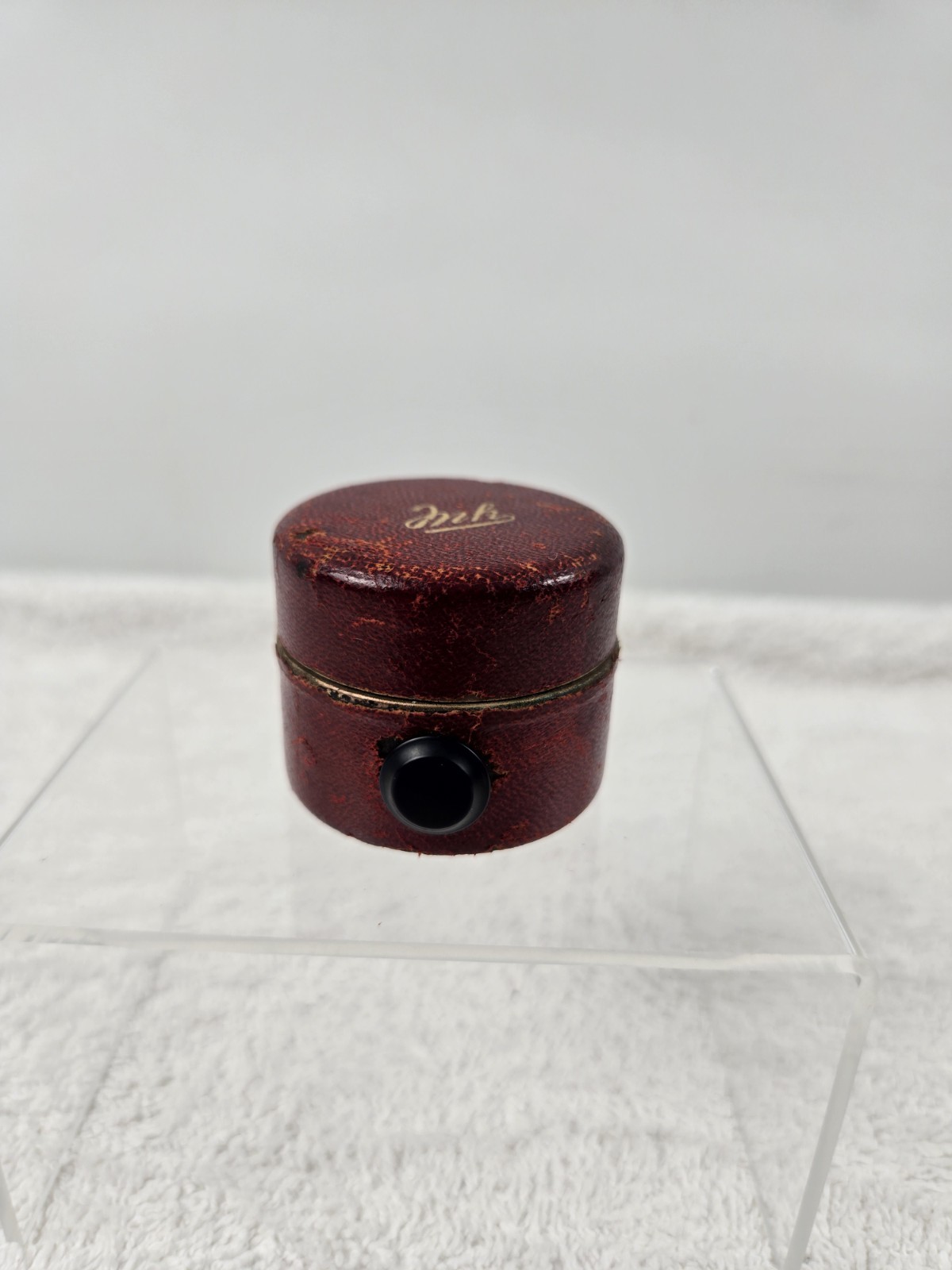 Vintage 1800\'s Traveling Inkwell Brass & Leather Glass has Bubbles Vintage 1800\'s Traveling Inkwell Brass & Leather Glass has Bubbles