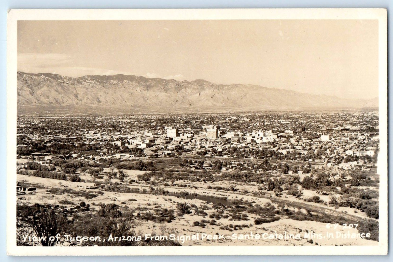 View Of Tucson Arizona From Signal Peak Santa Catalina Mtns RPPC Photo Postcard