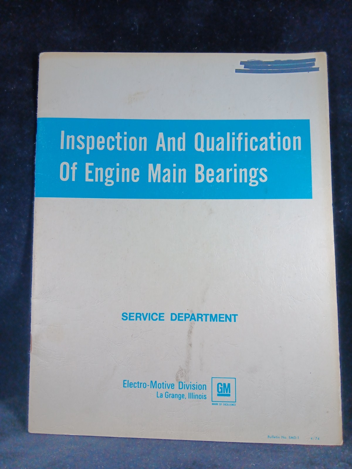 Vintage 1974 GM Electro-Motive Division (EMD) Service Department Bulletin EMD-1