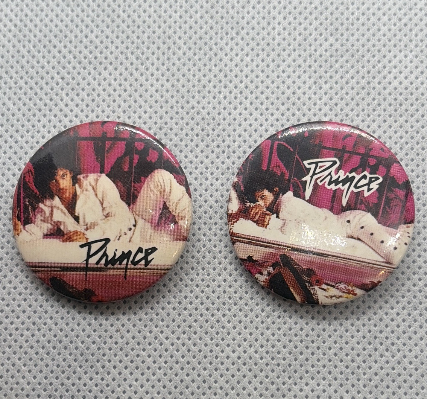 Prince Musician Pinback Buttons Lot of 2, Music Theme Collectible Badges