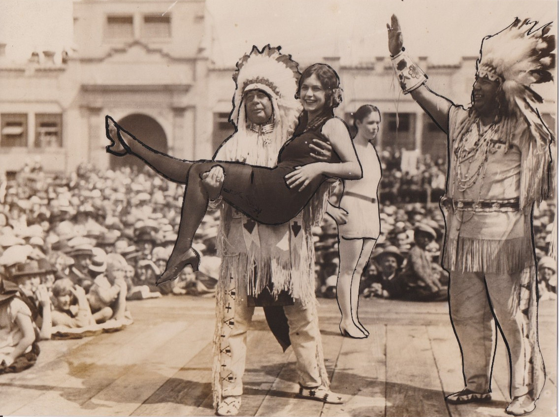 1926 Press Photo Indian Chiefs Act as Marshalls with Bathing Beauties Parade CA