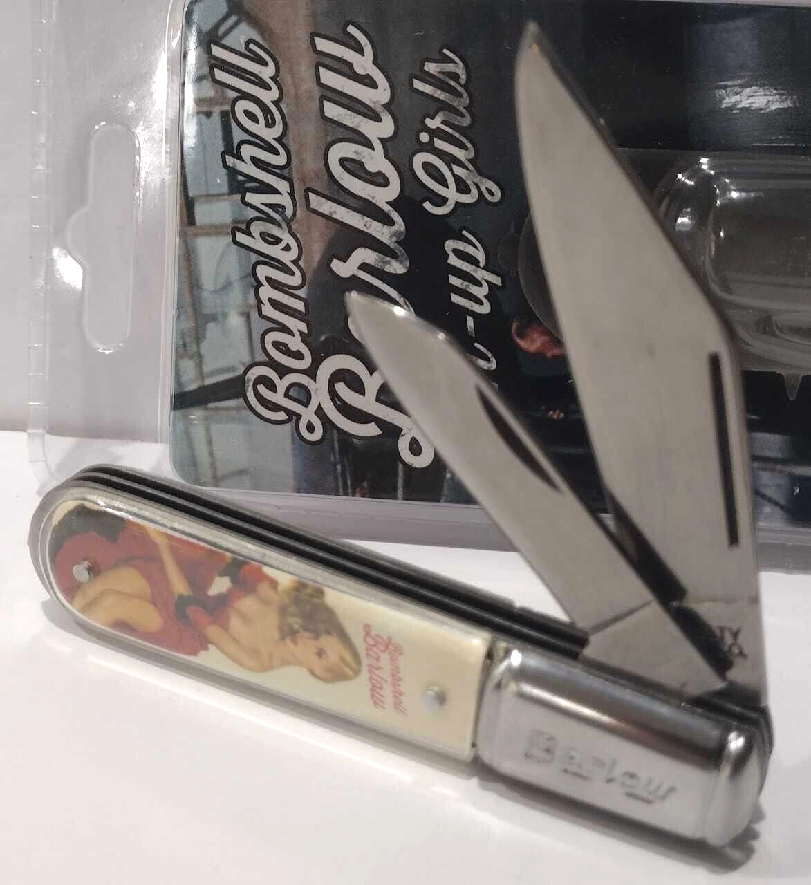 Bombshell Pin Up Girls Synthetic Handles 2 Blade BARLOW Pocket Knife Pen (WWII)