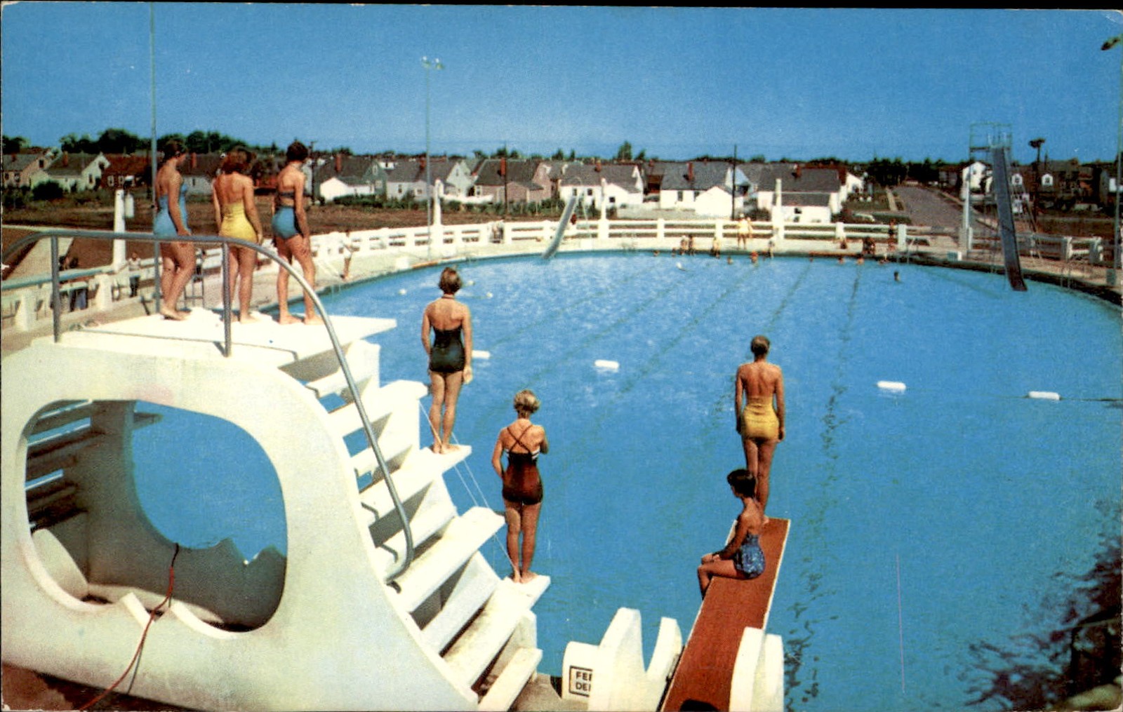 Tonawanda NY Municipal Swimming Pool c1950s-60s Vintage Postcard