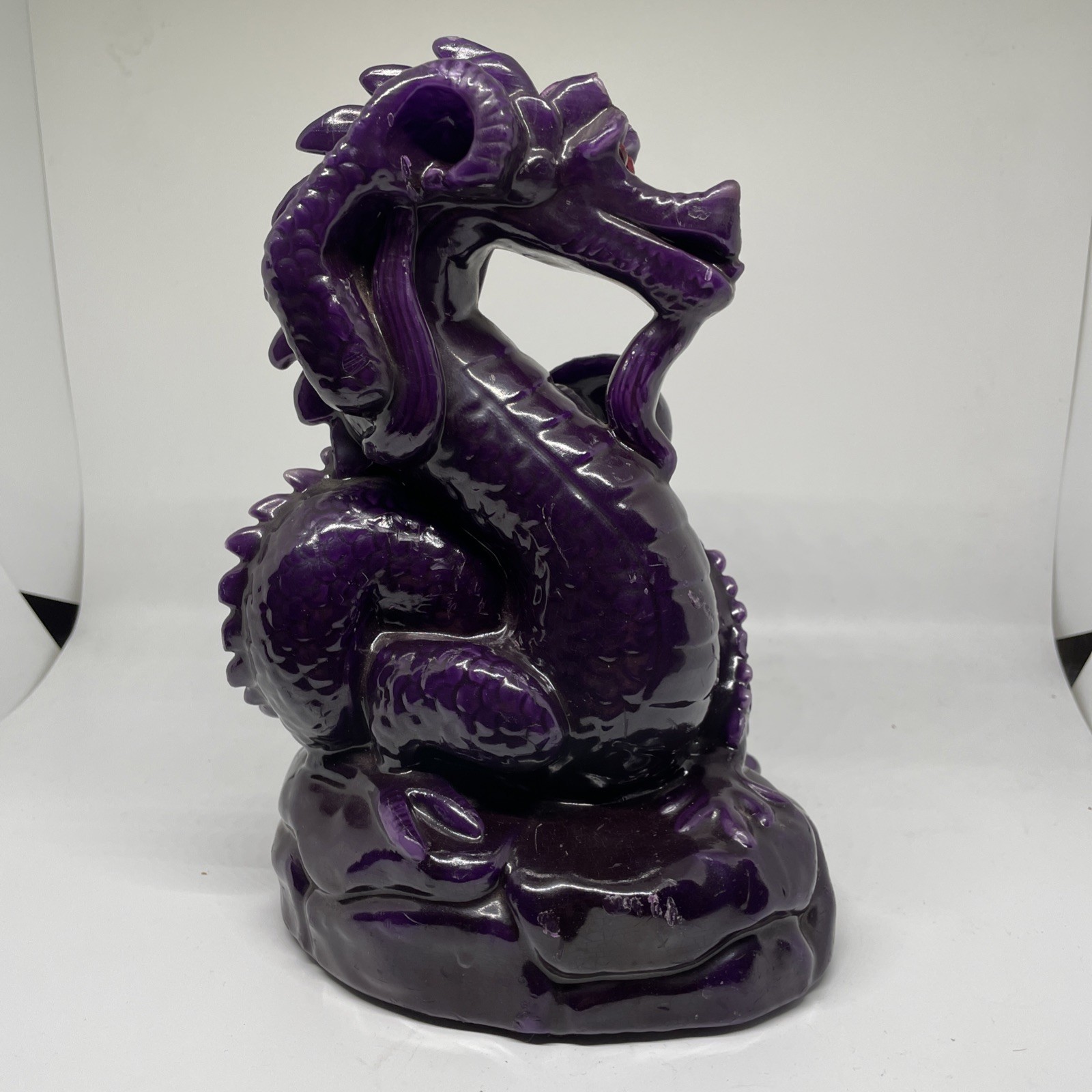Large Purple Mystical Magical Fantasy Dragon Candle - Handcrafted. 9” Detailed