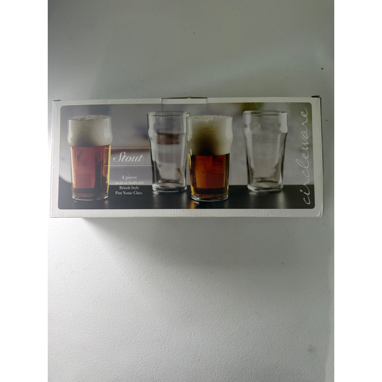 Circleware Stout 4 Piece 19.27 oz Authentic British Style Pint Nonic Glass Set Circleware Stout 4 Piece 19.27 oz Authentic British Style Pint Nonic Glass Set