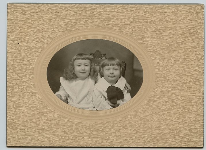 Vintage Photo - Little Girl & Little Boy with Bowl Hair Cut 