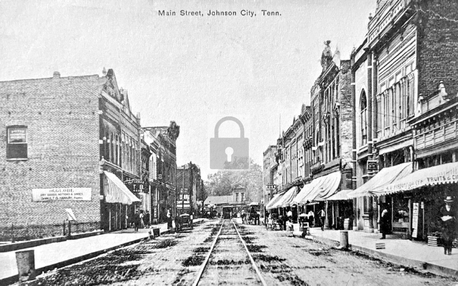 Main Street View Trolley Tracks Johnson City Tennessee TN - Reprint