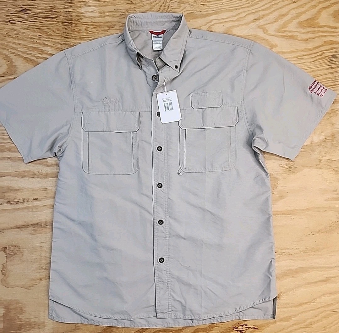 BSA Boy Scouts National Youth Development Logo Beige S/S Button Shirt Mens Small BSA Boy Scouts National Youth Development Logo Beige S/S Button Shirt Mens Small