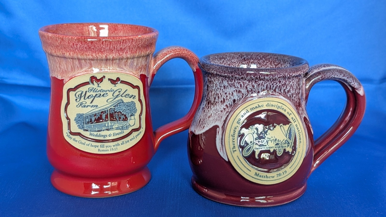 Deneen Pottery Bible Verse Coffee Mugs Hope Romans 15:13 Disciples Matthew 28:19