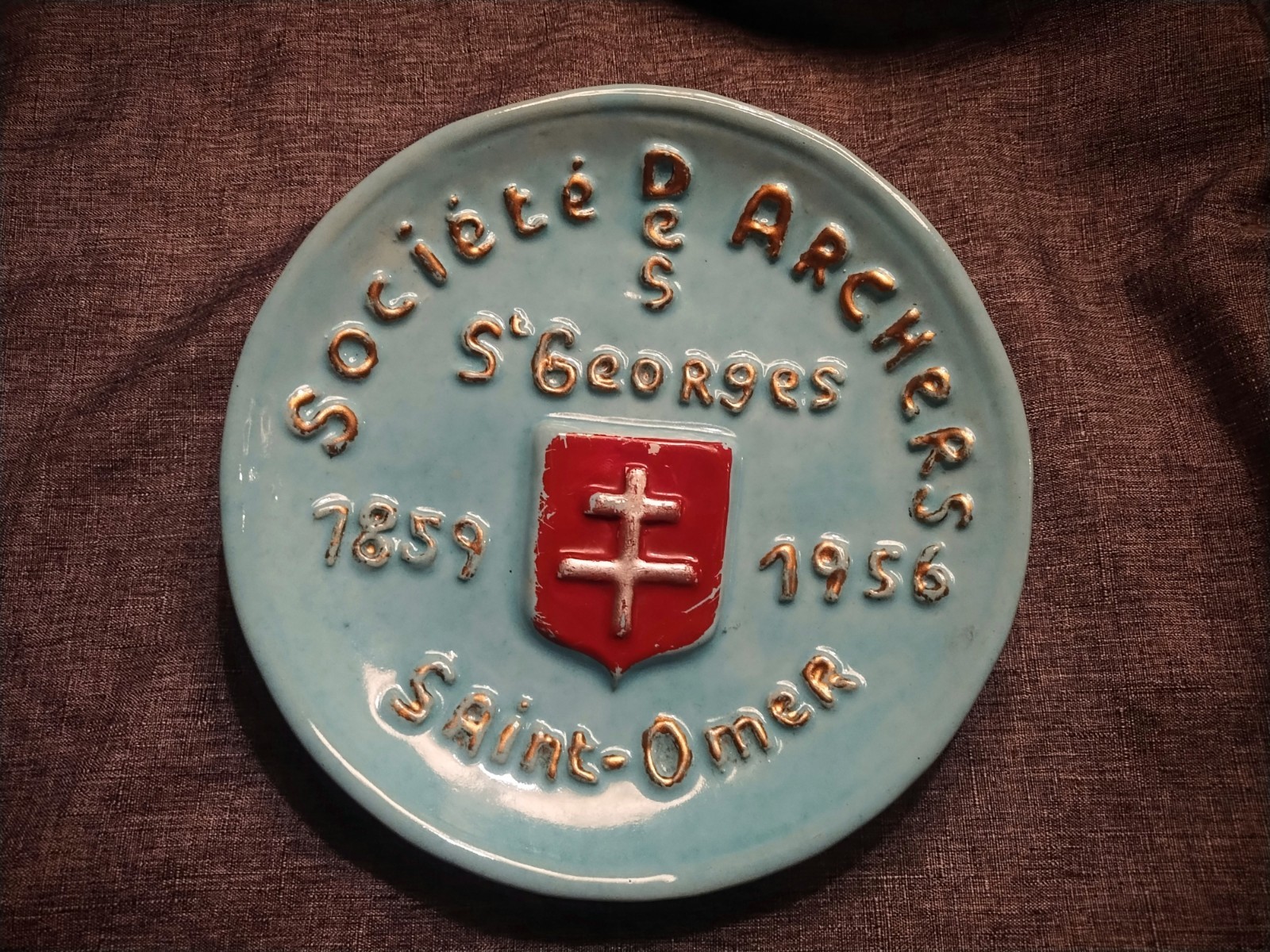 Société Des Archers de Saint Georges et Saint Omer 1859 1956 Plate France EXC 