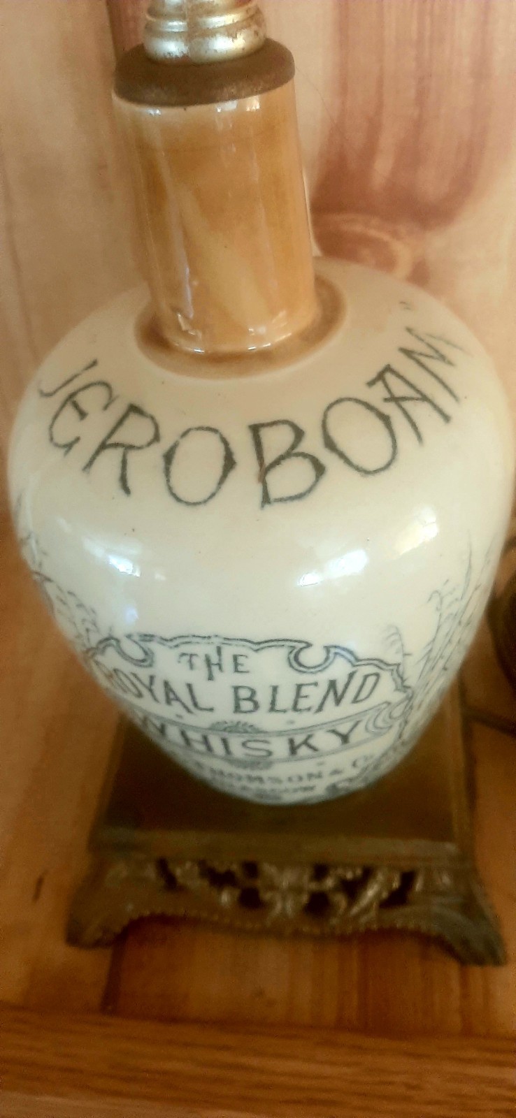 ANTIQUE WHISKY JUG/LAMP. JEROBOAM. A.G. THOMPSON. GLASGOW.