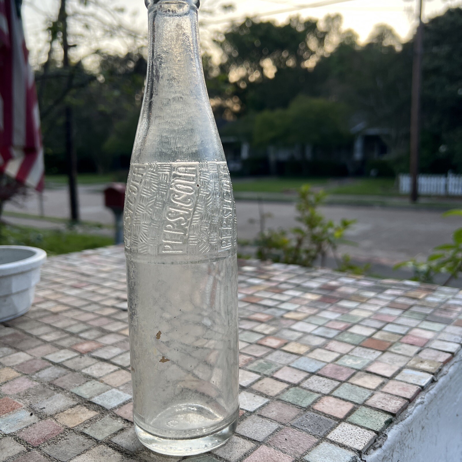 Pepsi Cola Vintage Soda Bottle Embossed Clear Glass/ca. 1956