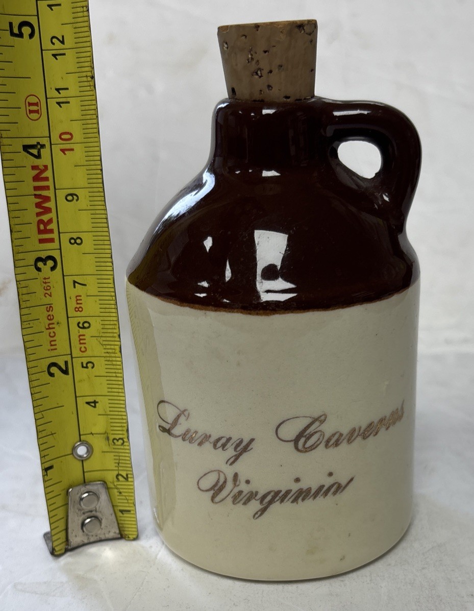 Two Tone CROCK Ceramic Stoneware Jug Moonshine Country Cork Top Empty 4.75\