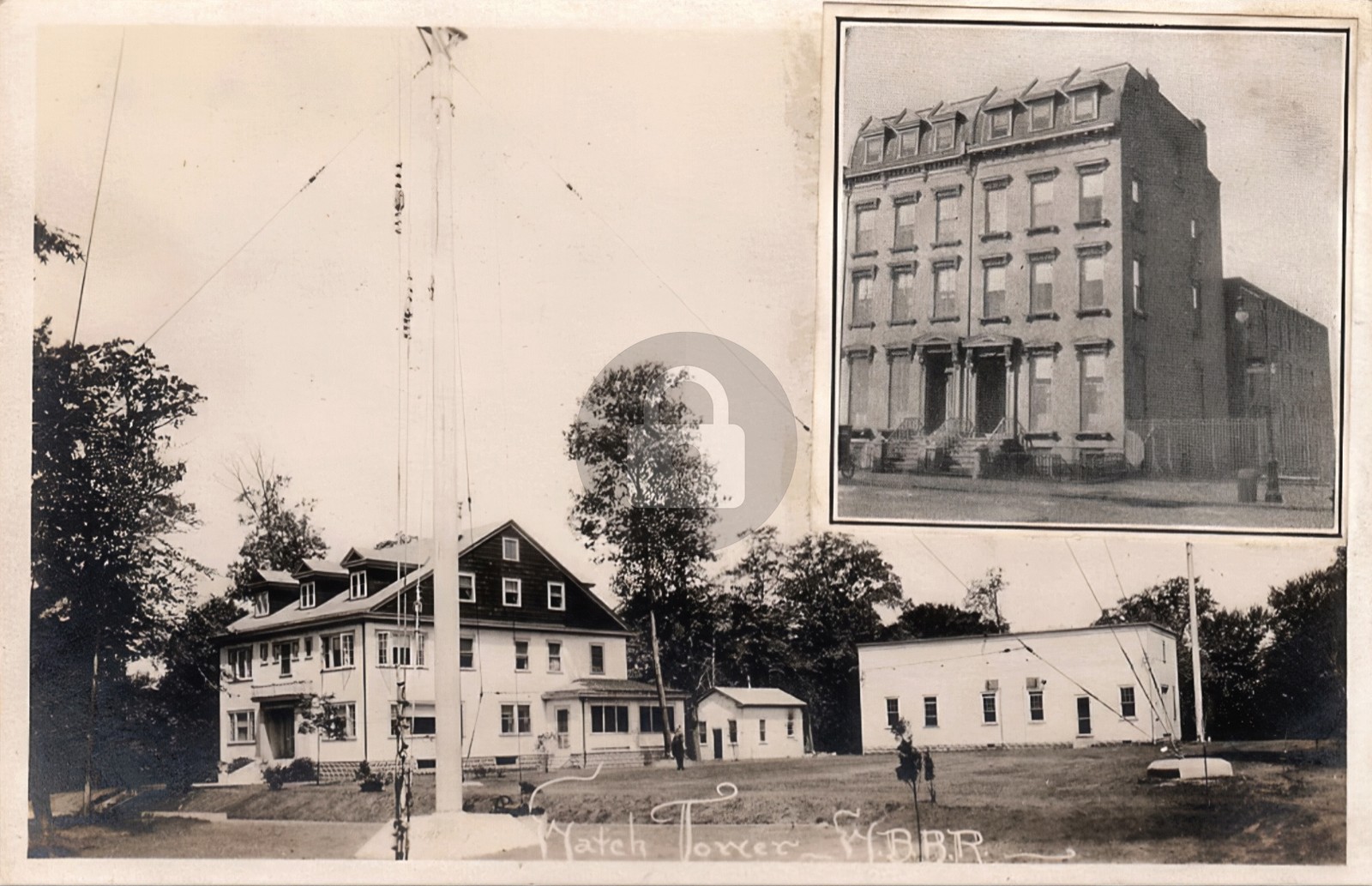 WATCH TOWER W.B.B.R. CROWD JEHOVAH WITNESSES 1927 RPPC Photo Postcard COPY WATCH TOWER W.B.B.R. CROWD JEHOVAH WITNESSES 1927 RPPC Photo Postcard COPY