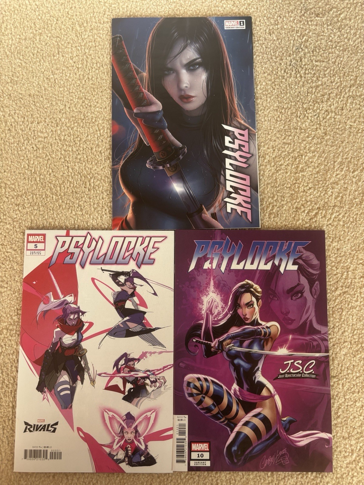 Lot Of All 3 All Different Psylocke Comic Books NM #’s 1, 5, & 10 Variants Louw