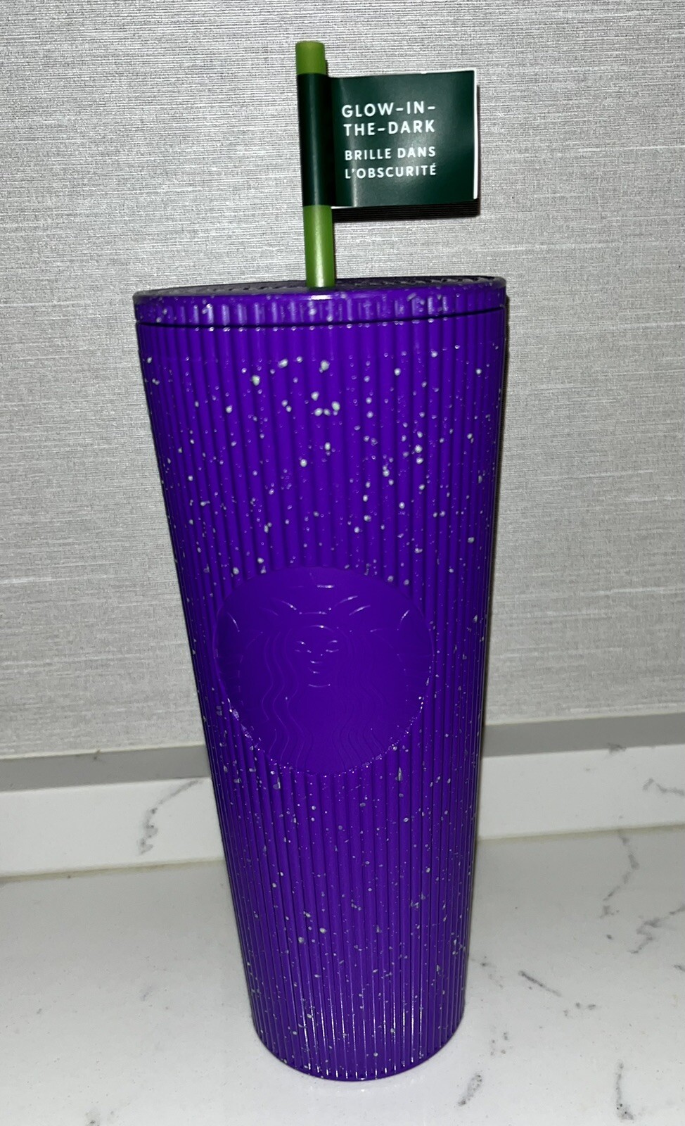 Starbucks Halloween Glow In The Dark Purple Splatter 24oz Venti Cold Cup Tumbler