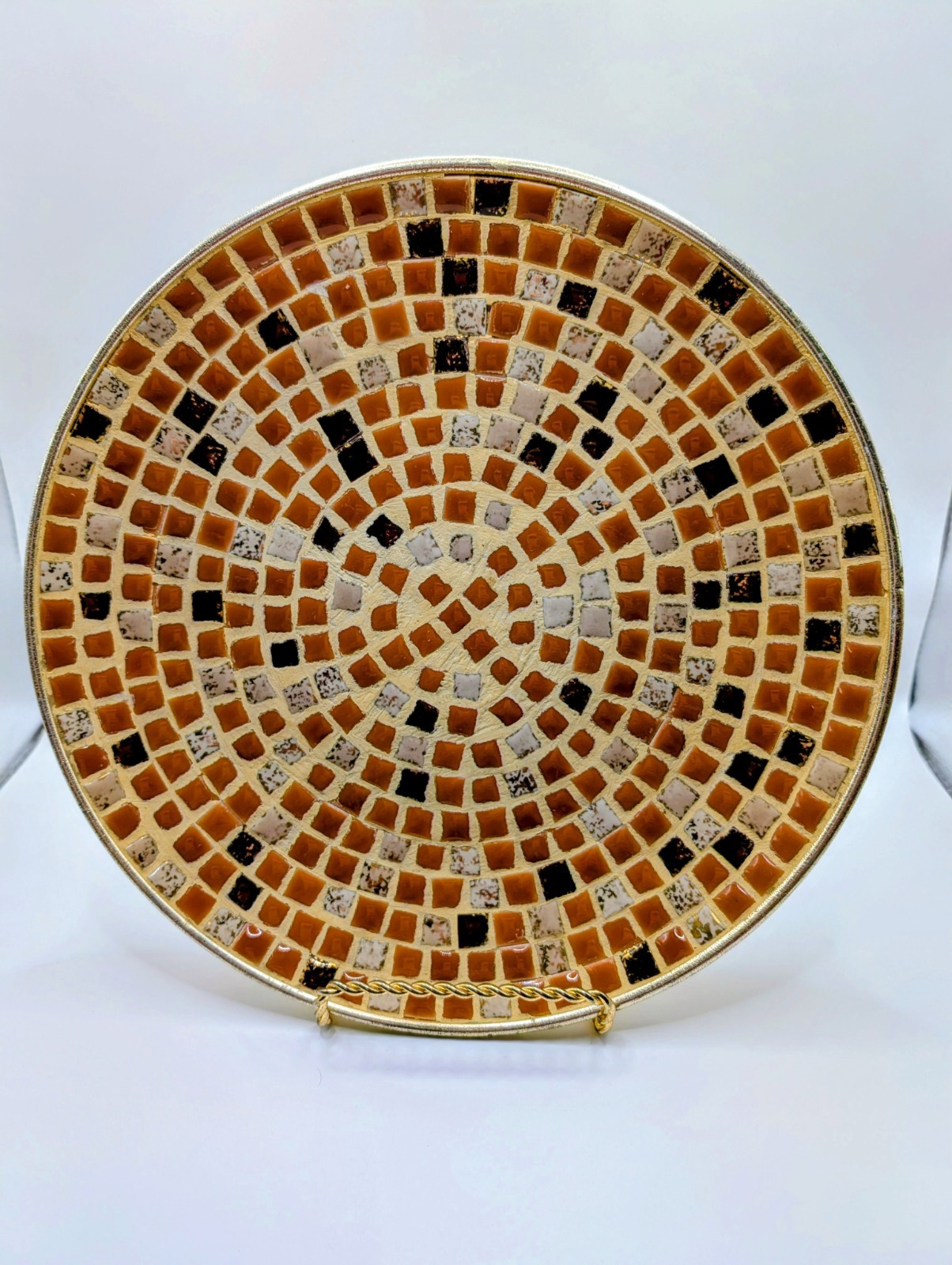 Vtg 1950s Mosaic Tile Plate Dish 10