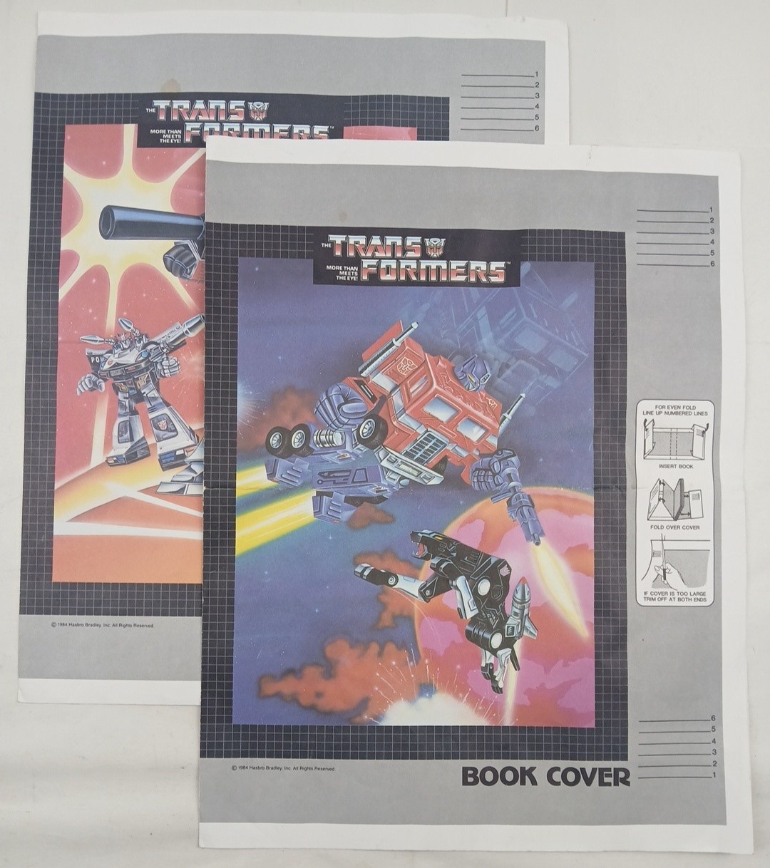 1984 Vintage Transformers School Book Cover Lot Of 2 Optimus Megatron Authentic