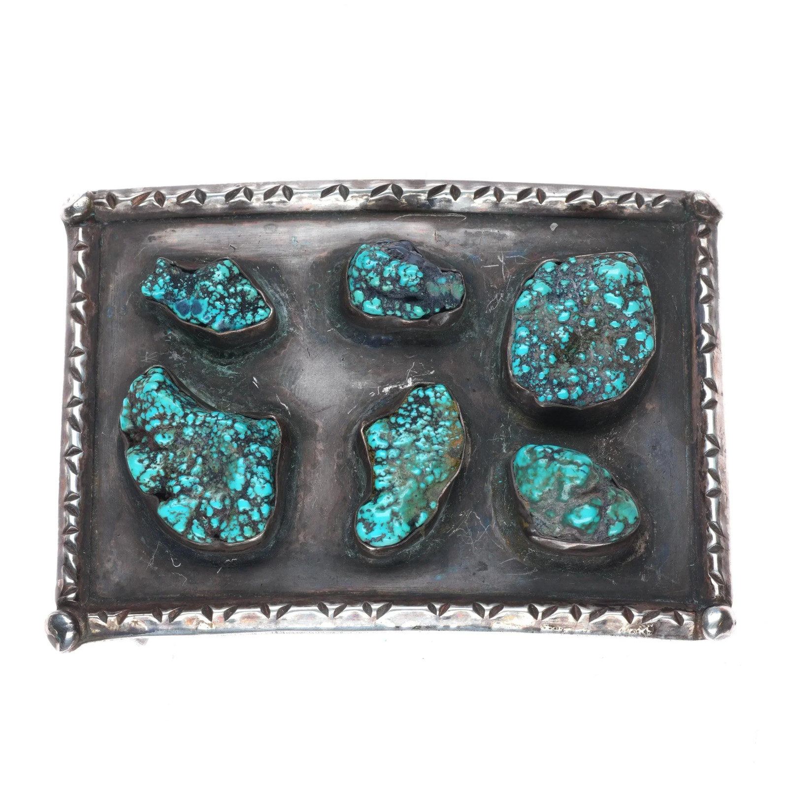 50's-60's Vintage Navajo botryoidal turquoise nugget belt buckle sterling silver 50's-60's Vintage Navajo botryoidal turquoise nugget belt buckle sterling silver