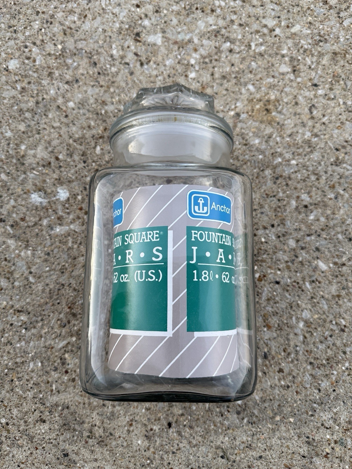 Anchor Hocking Fountain Square Apothecary Canister Glass Cracker Jar 1.8L 62oz