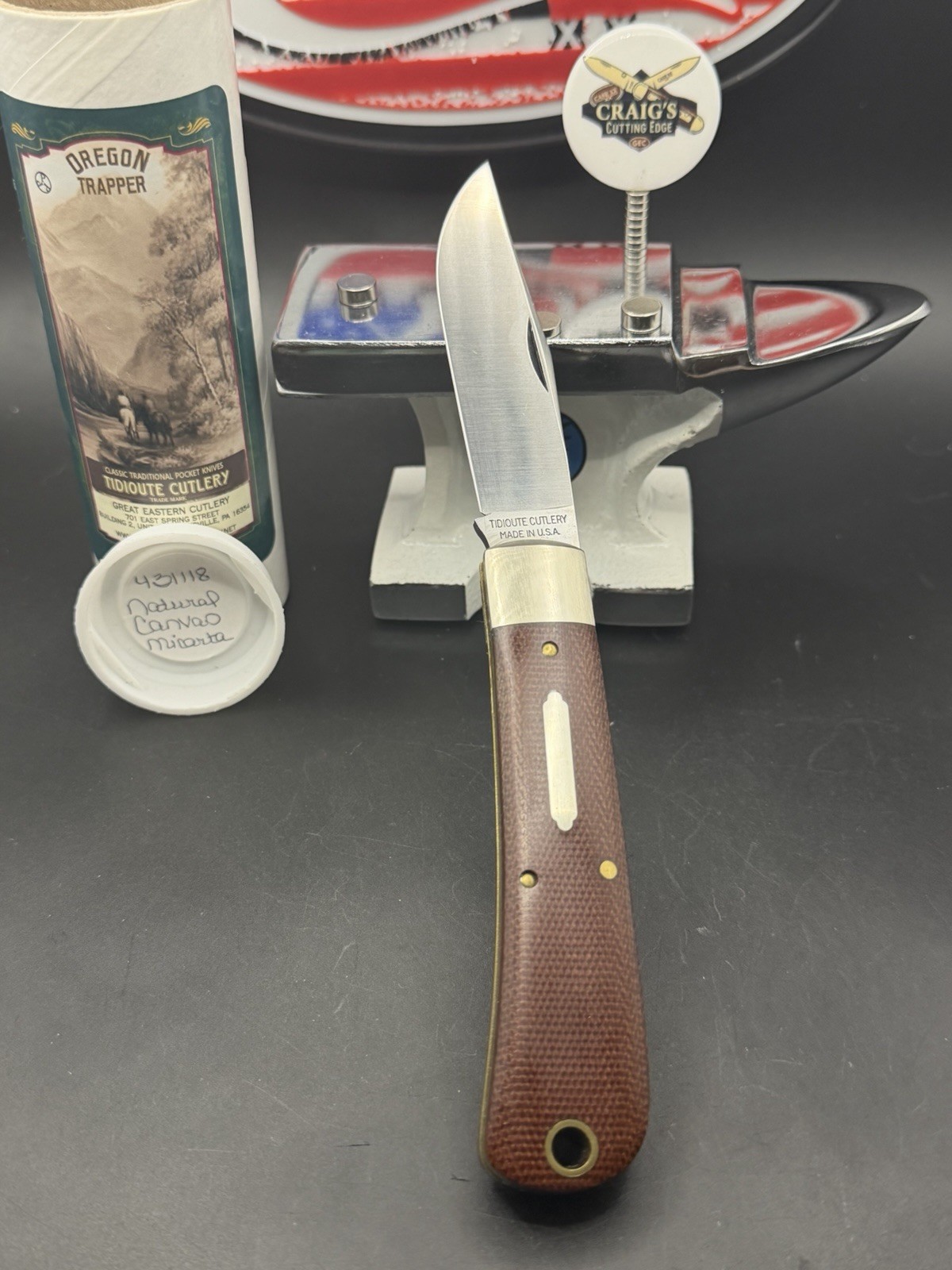 GEC 431118 #43 Oregon Trapper Natural Linen Micarta 2018 Knife NIT Rare