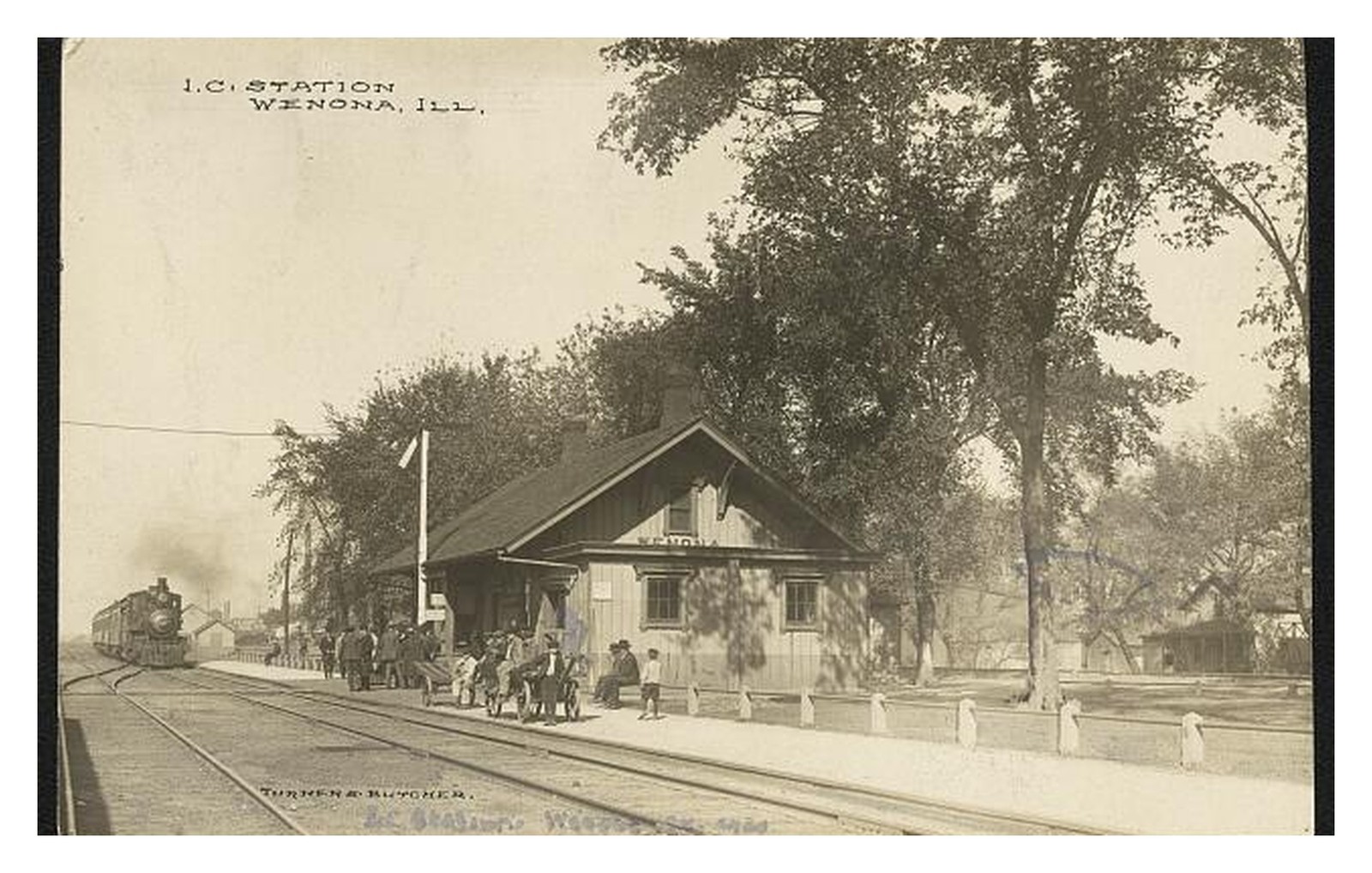 Wenona Illinois I.C. Station Standard Postcard