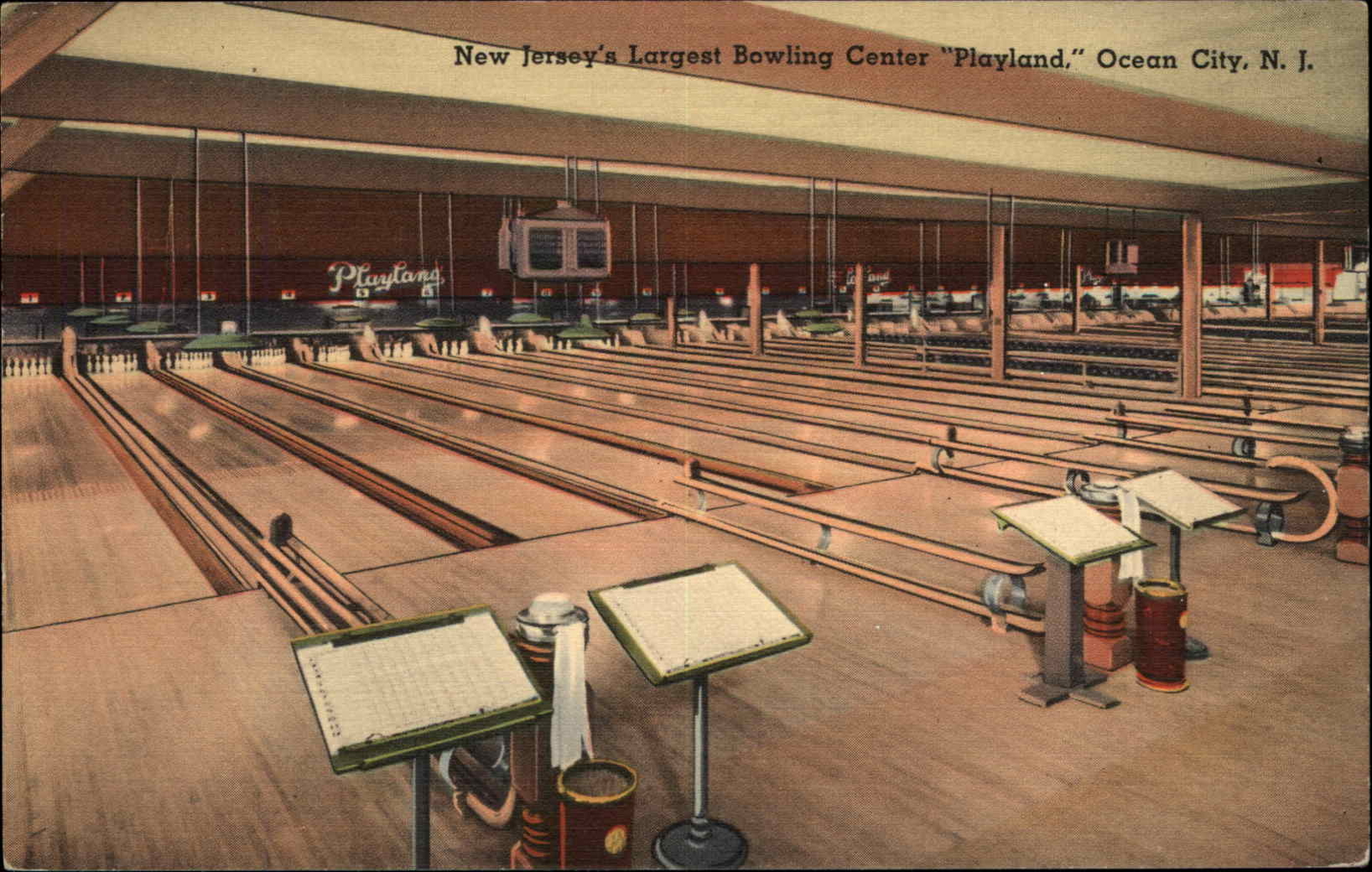 LINEN Postcard OCEAN CITY NEW JERSEY NJ Bowling Alley \