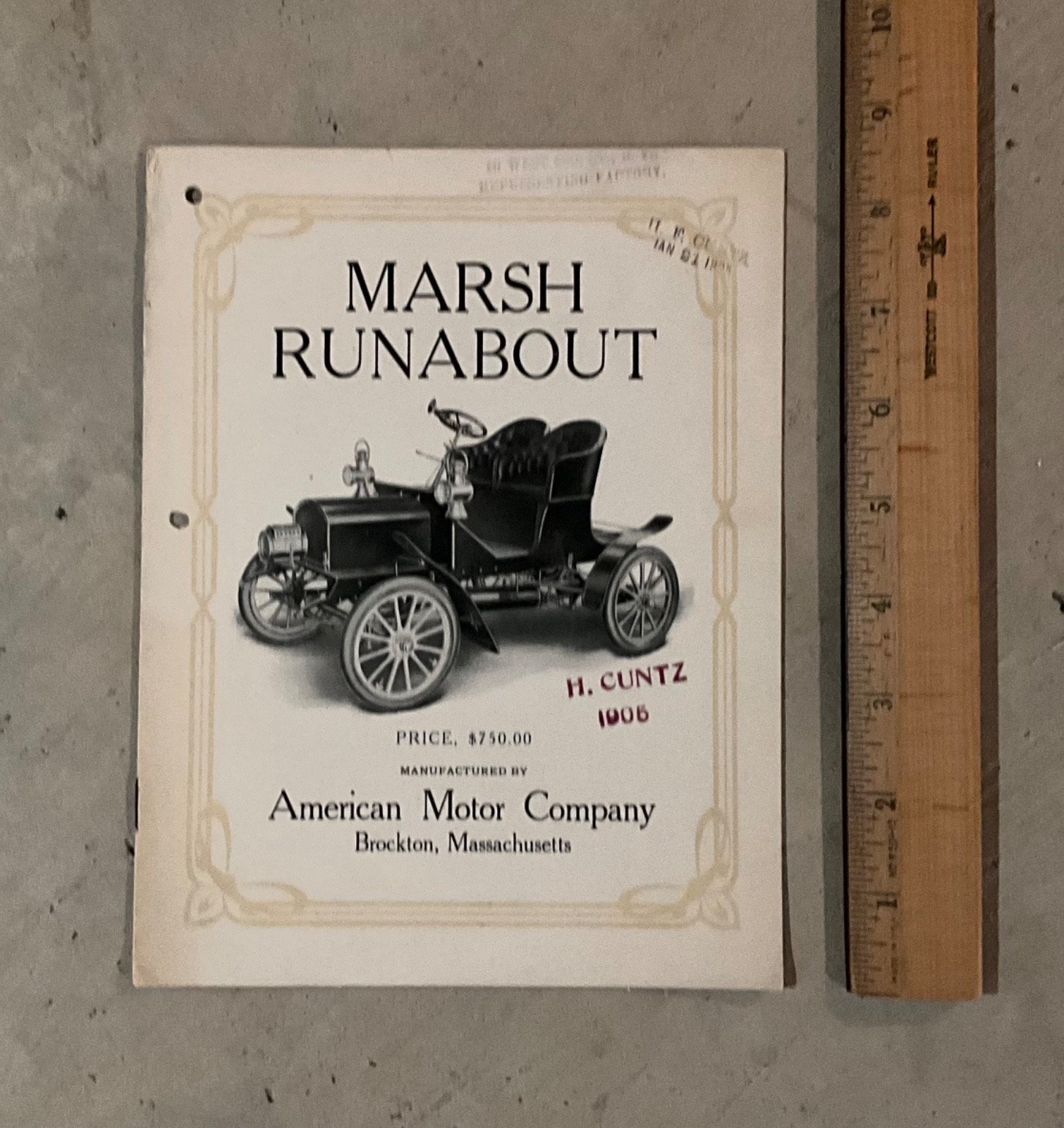 1905 Marsh Runabout | Sales Brochure Catalog | Factory Original | Brockton, MA