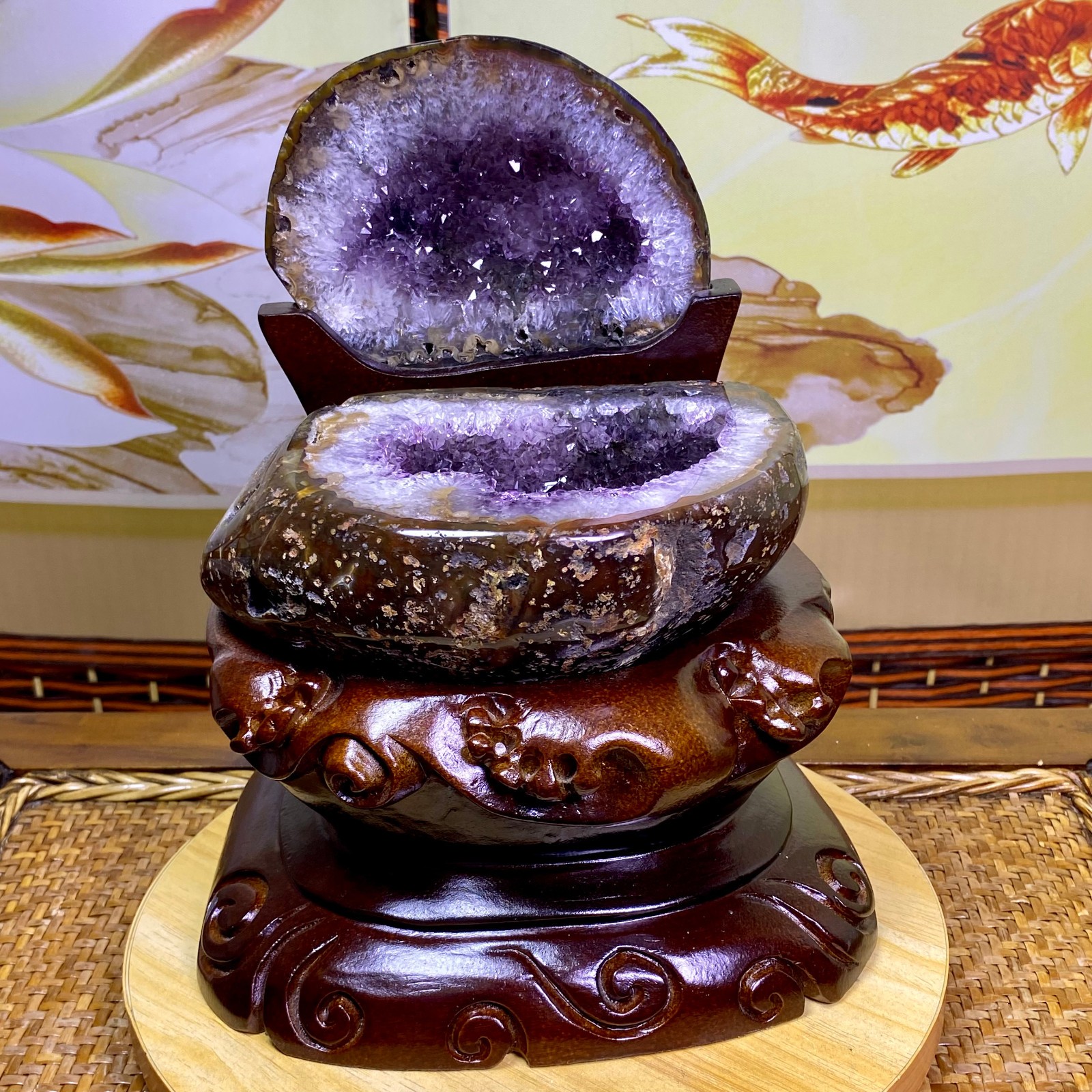 8.9LB Natural amethyst Agate Treasure Basin Quartz Geode cluster Healing decor