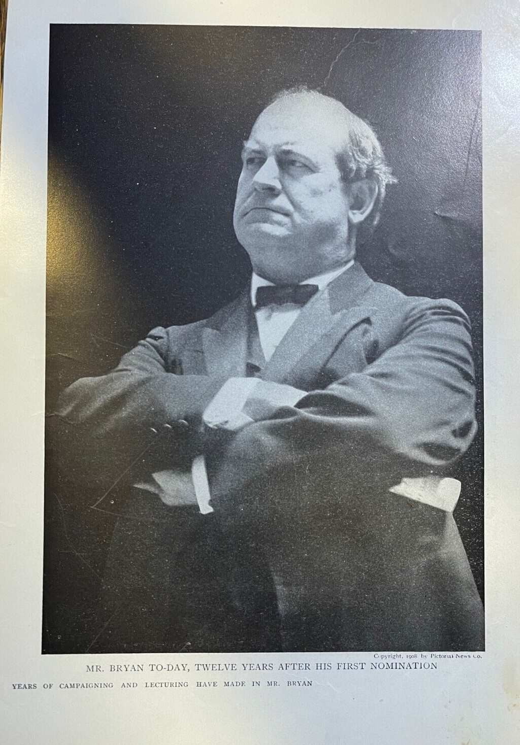 1908 Vintage Magazine Illustration William Jennings Bryan Presidential Candidate