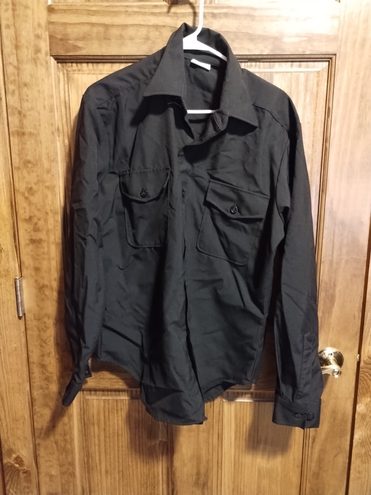Vintage US Navy man\'s Dress shirt, Black size 16.5x36