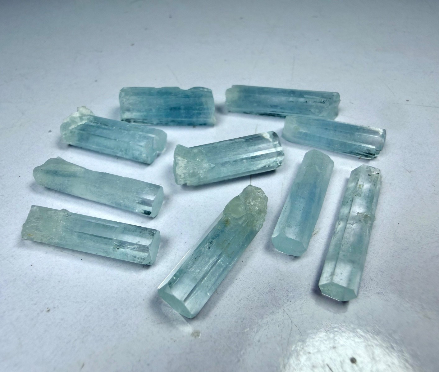 Blue Color Transparent Aquamarine Crystal Lot : 10 Pieces / 60 Carats @Minerals