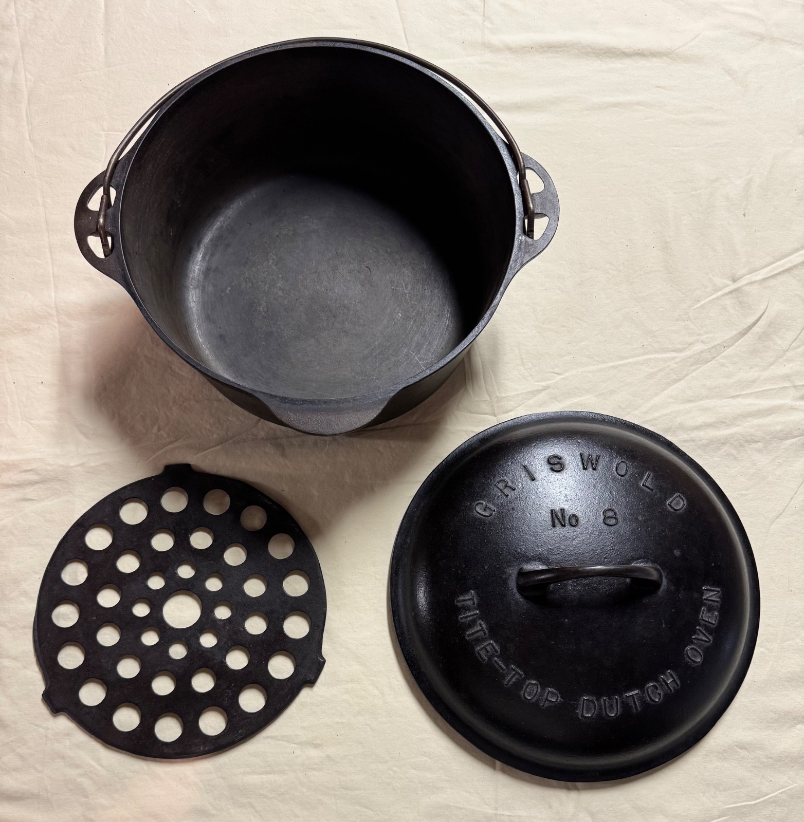 Vintage Griswold #8 Tite-Top Dutch Oven 1278A Lid 1288 Trivet 188