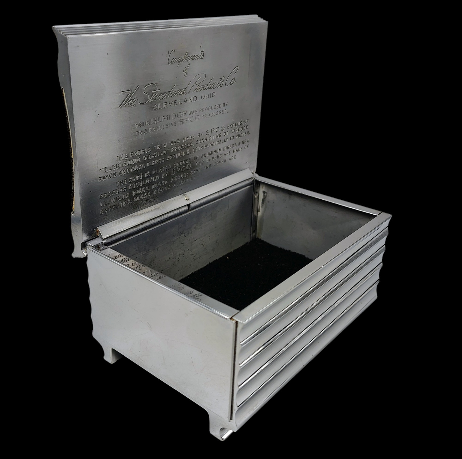 MCM Plated Chrome to Aluminum ALCOA Cigar Humidor Standard Products Co Cleveland