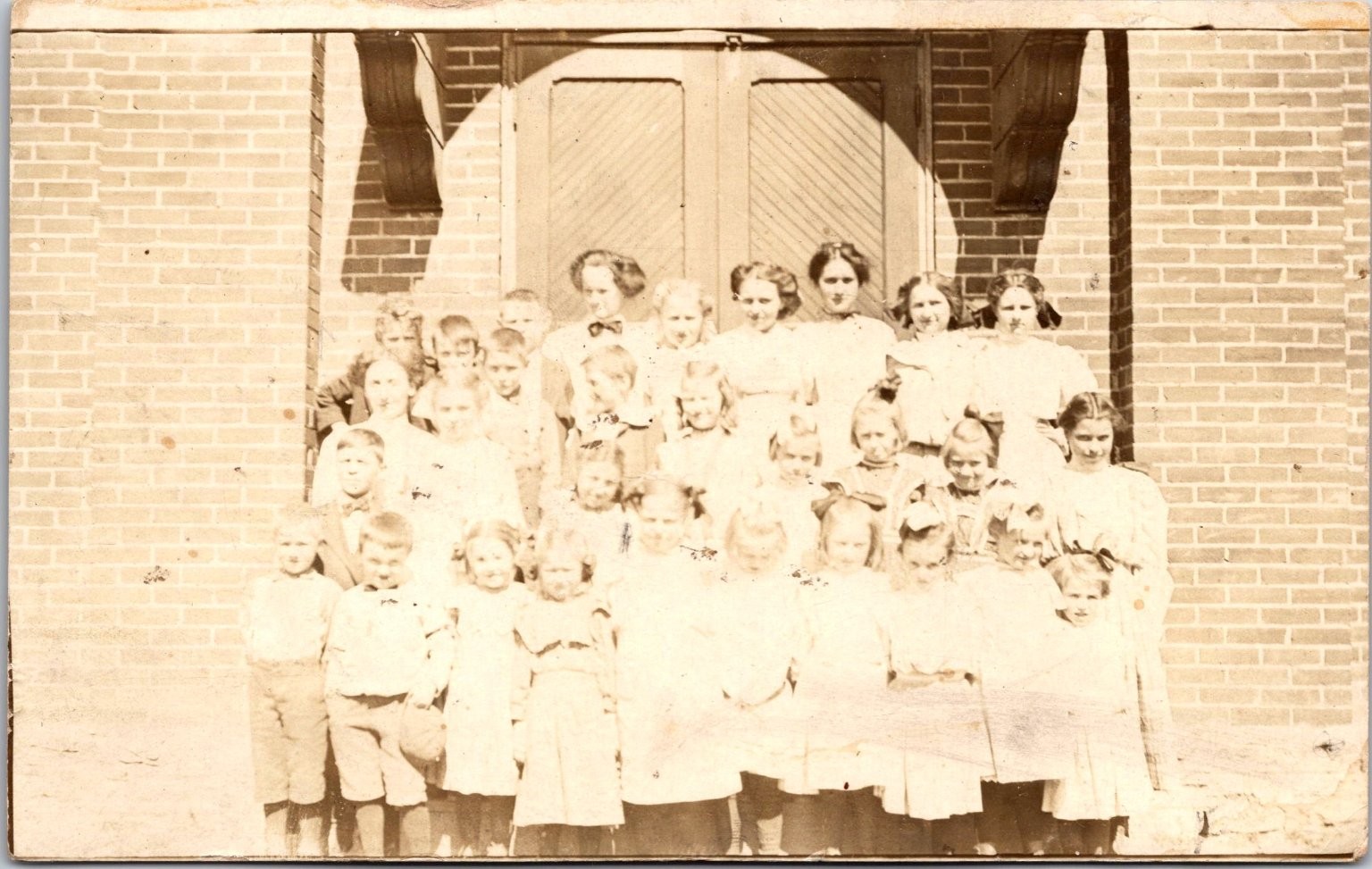 RPPC School Children on Steps Early 1900s AZO Real Photo Postcard RPPC School Children on Steps Early 1900s AZO Real Photo Postcard