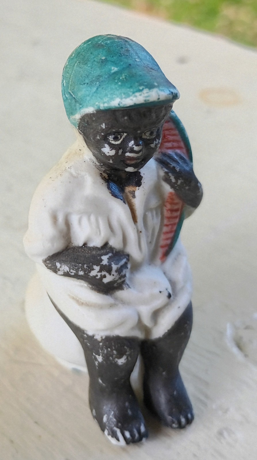VTG Black Americana Boy w/ Watermelon Chamber Pot Ceramic 1940 Occupied Japan