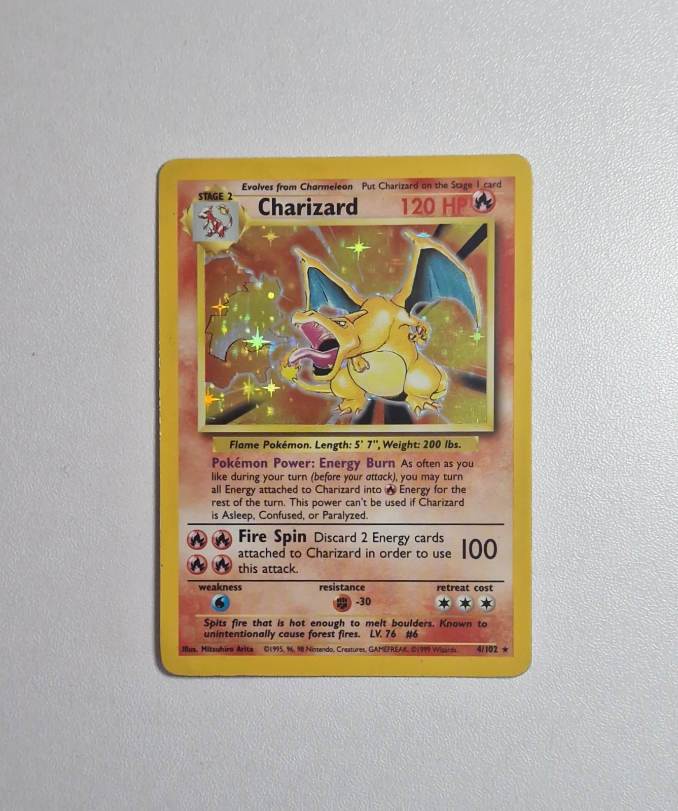 MP+ Great Holo Charizard Base Set 4/102 1999 WOTC Pokemon Card Rare Vintage