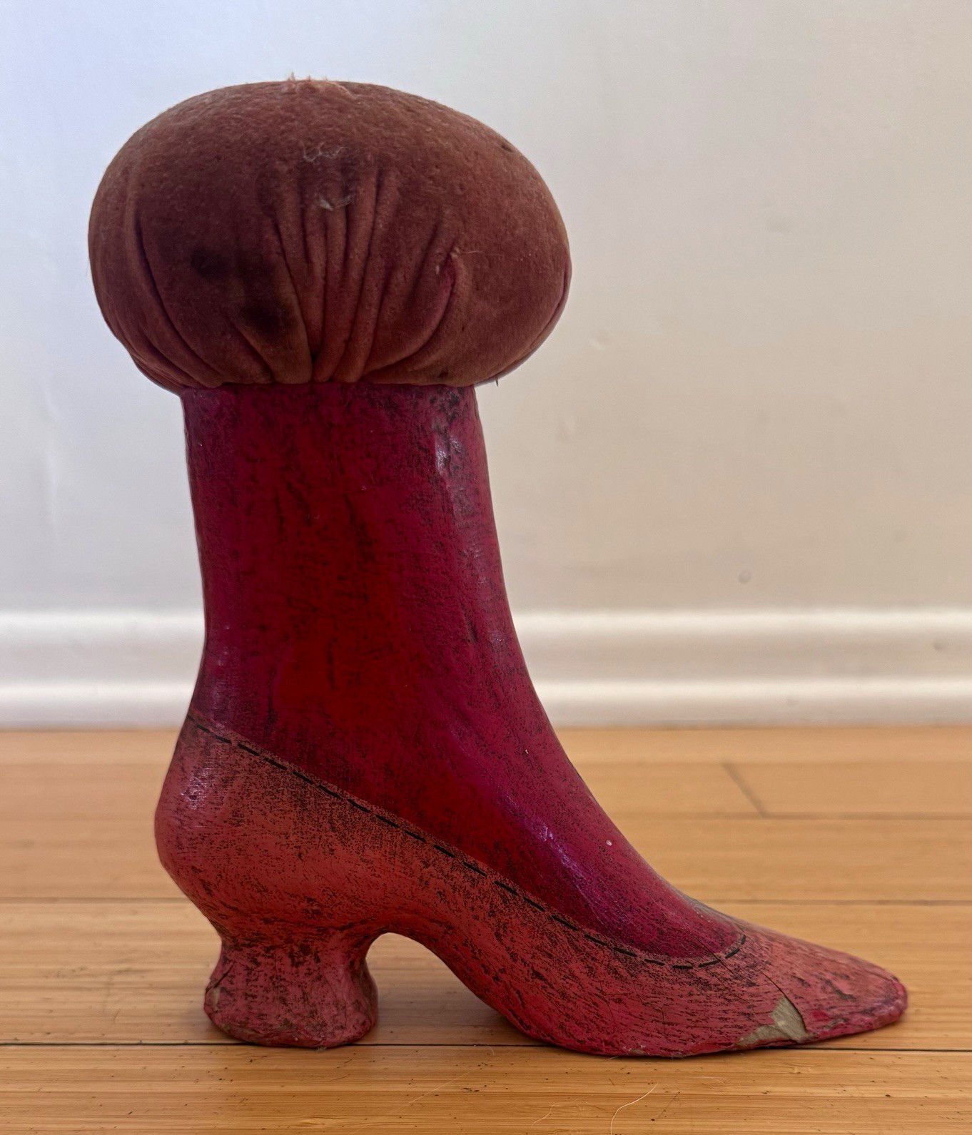 Gemma Taccogna Signed Paper Mache Boot Pin Cushion