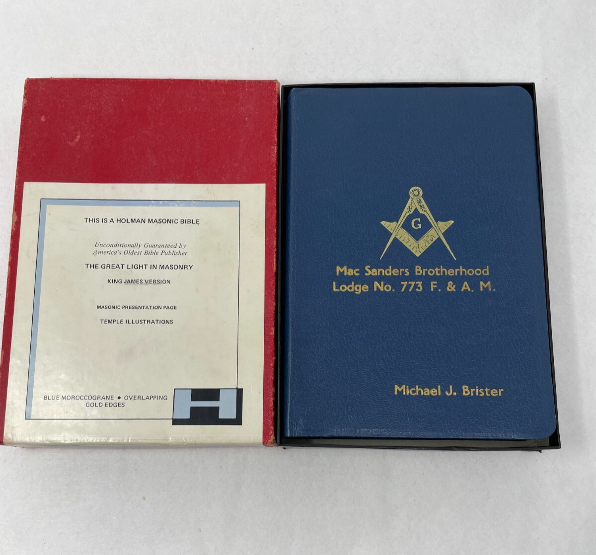 VINTAGE 1968 HOLMAN MASONIC BIBLE LODGE #773 F.&A.M. KING JAMES VERSION TEMPLE