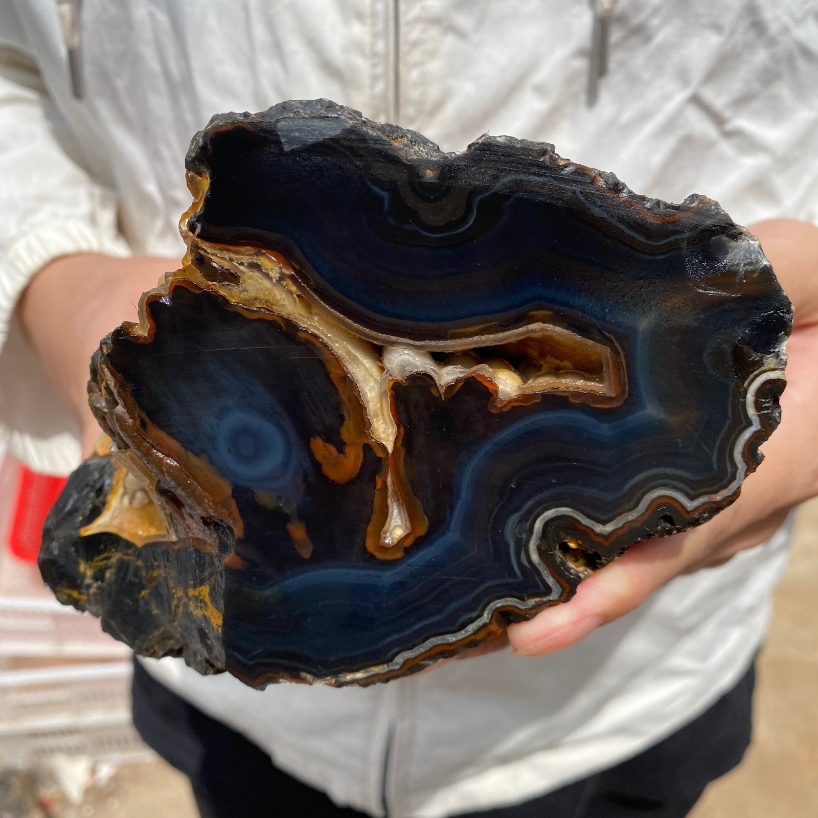 4.7LB Natural Banded Agate geode Quartz Crystal Rough mineral specimens Healing