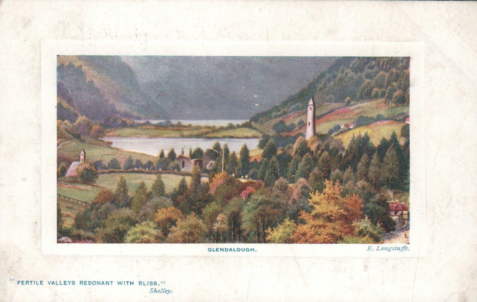 1909 ANTIQUE Tuck's Oilette Glendalough POSTCARD - sent to York St, Belfast