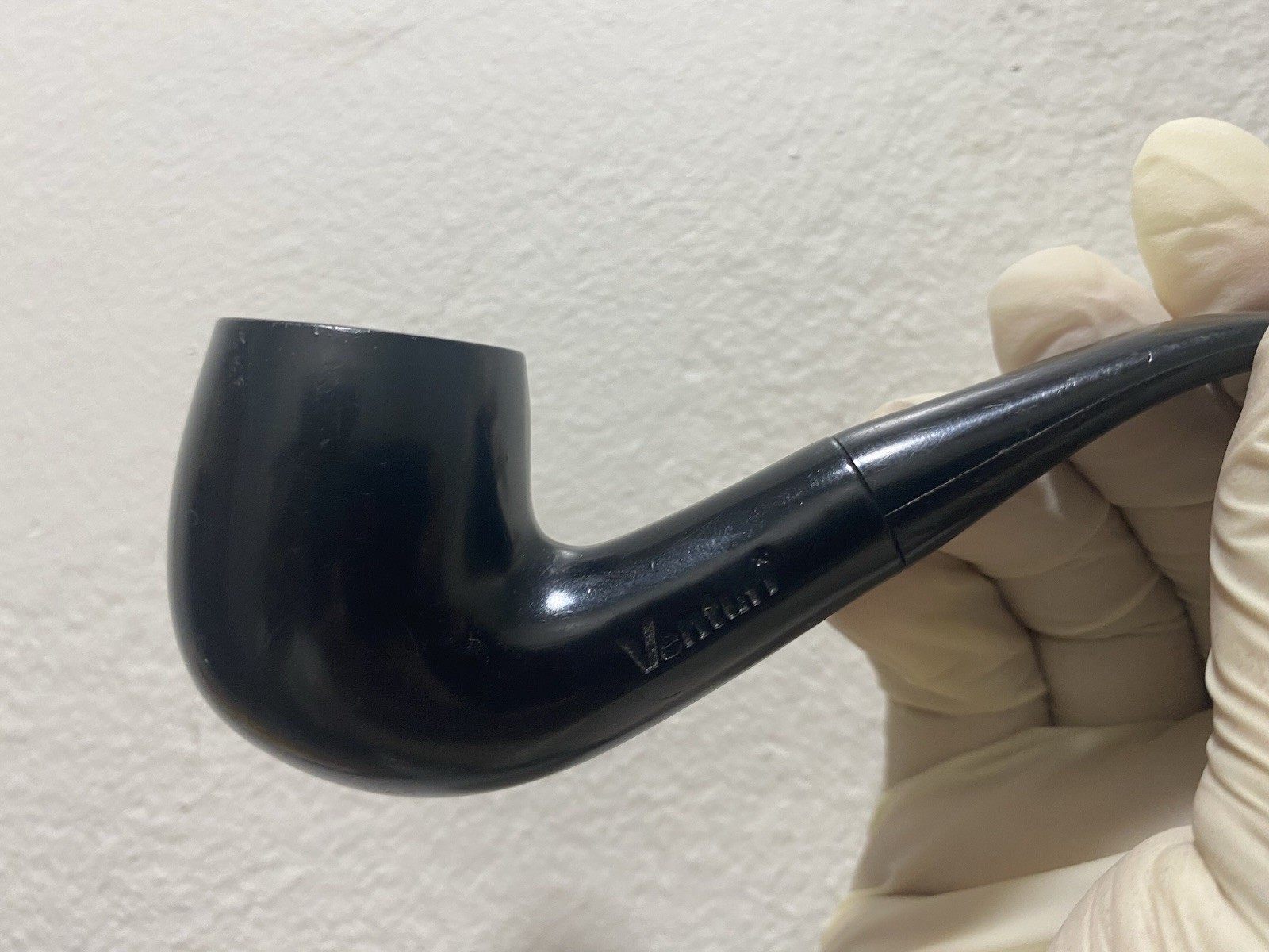 Vintage Venturi Synthetic Tobacco Pipe Black Bent Billiard Space Age MCM Collect Vintage Venturi Synthetic Tobacco Pipe Black Bent Billiard Space Age MCM Collect