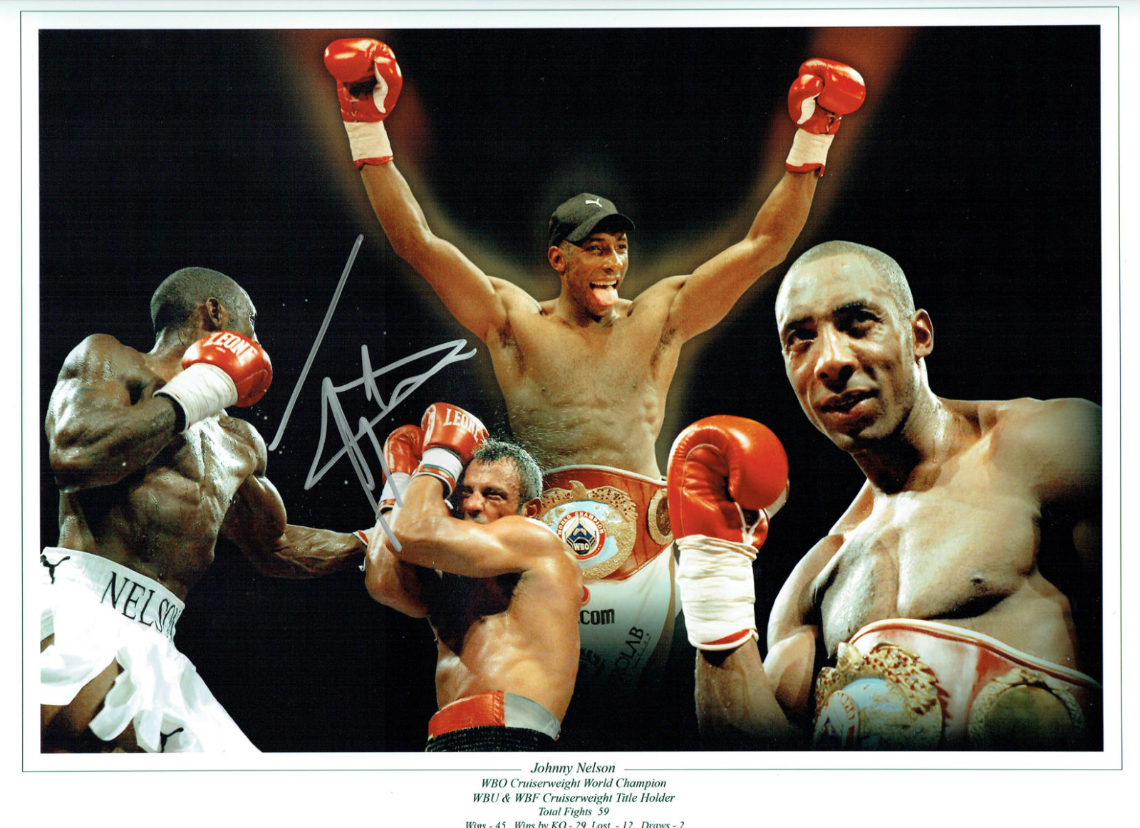 Johnny NELSON Signed Autograph Boxing Massive 16x12 Montage Photo + Dealer COA