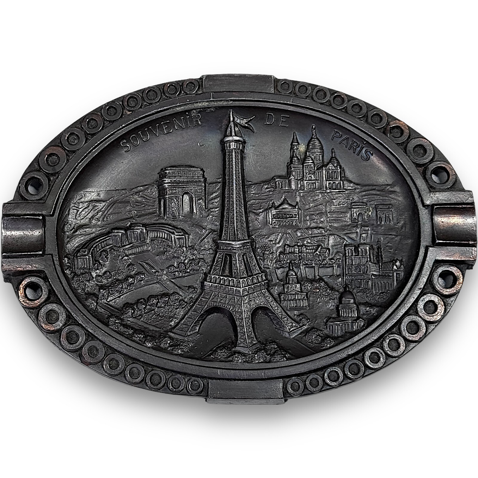 Vintage 1950s Souvenir De Paris Eiffel Tower Metal Table Ashtray LL Paris France
